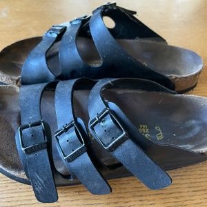 Birkenstock Leather Black Three Strap Size 39